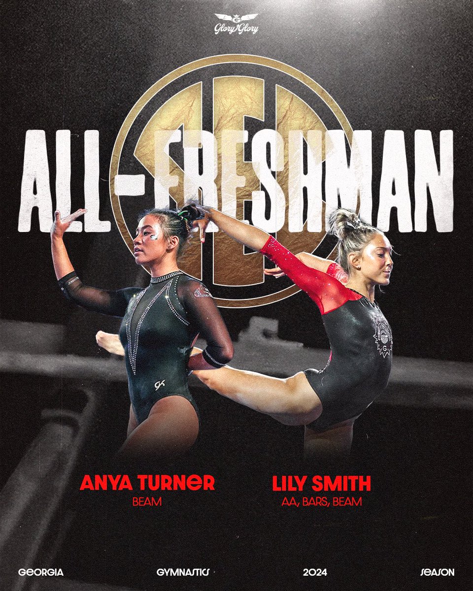 UGAGymnastics's tweet photo. Lily Smith and Anya Turner have been named to the SEC All-Freshman team!

🔴⚫️🌟🐶

#GloryGlory | #GoDawgs https://t.co/mYHMfOqlwW