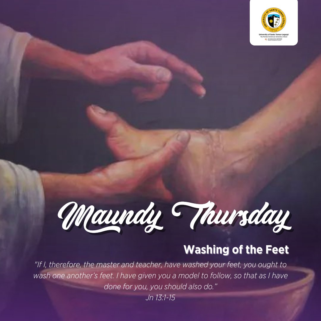 USTLegazpi's tweet photo. On Maundy Thursday, St. John recalls the event that transpired right after the Last Supper, the Washing of the Feet – a great reminder of the virtues of humility and the spirit of loving service.

#Lent2024 https://t.co/qO8RdzqXis