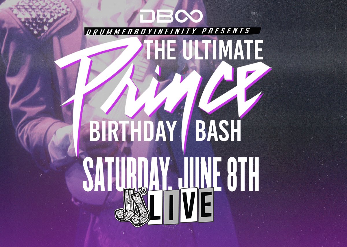 JUST ANNOUNCED 💜 Join us on Saturday, June 8th for The Ultimate Prince Birthday Bash! A night of all things Prince Tribute. 🎟️ tickets are on sale now! jjslive.com