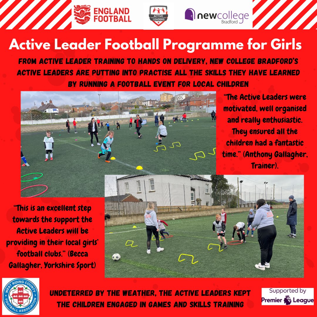 Active Leaders are now completing their training, organising community football events before starting their club volunteering. News of the New College Bradford Active Leaders is just in. <a href="/newcollegebrad1/">newcollegebradfordlrc</a> <a href="/AnthonyGallager/">j Anthony gallager</a> <a href="/yorkshiresports/">YSA</a>