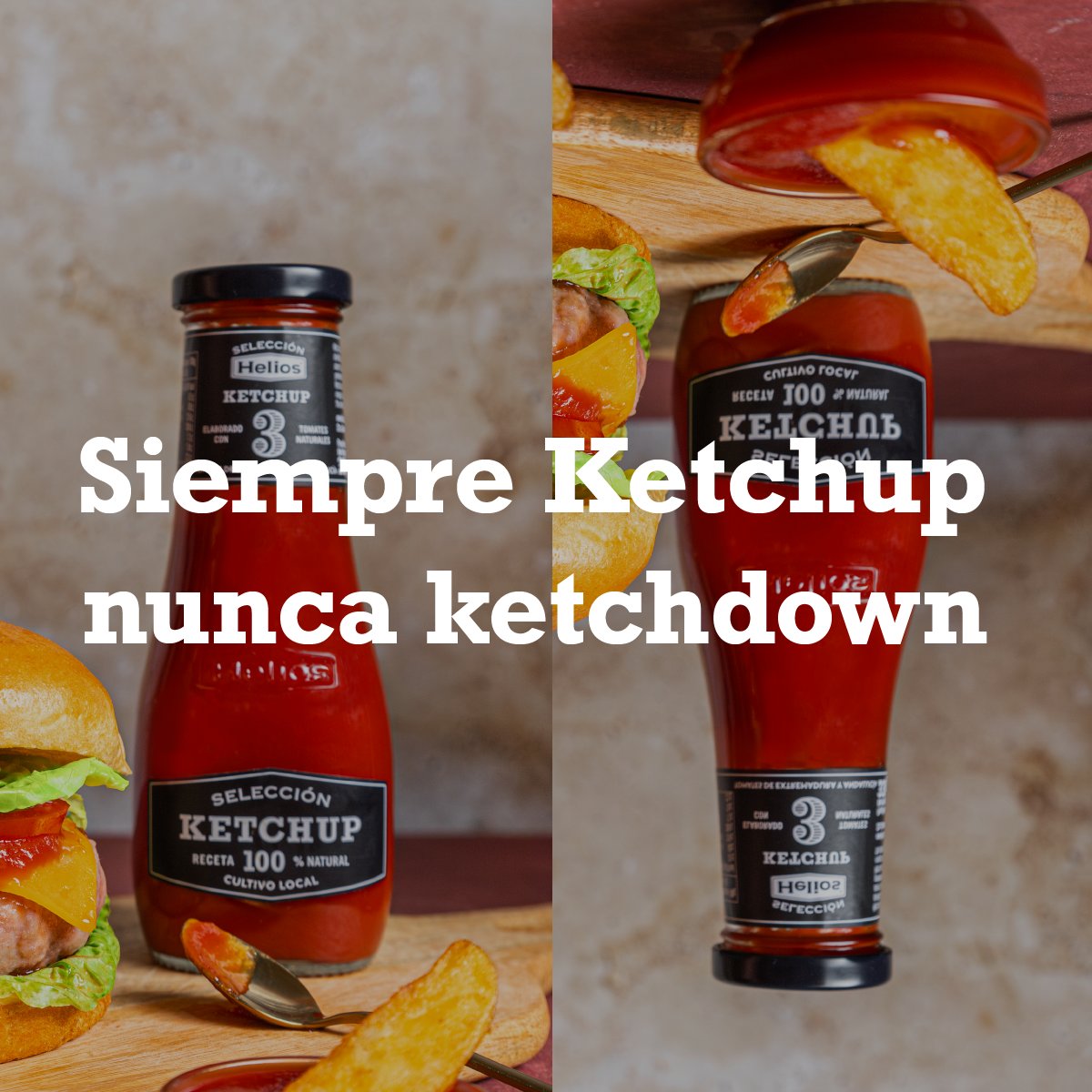 Pásate al lado más sabroso de la vida con nuestro Kétchup Helios y harás que todos tus comensales se chupen los dedos con tus platos. Elaborado con los mejores tomates 🍅de las huertas de Andalucía y Extremadura. Recuerda ¡siempre Ketchup, nunca Ketchdown! 😂 #ElSaborDelOrigen