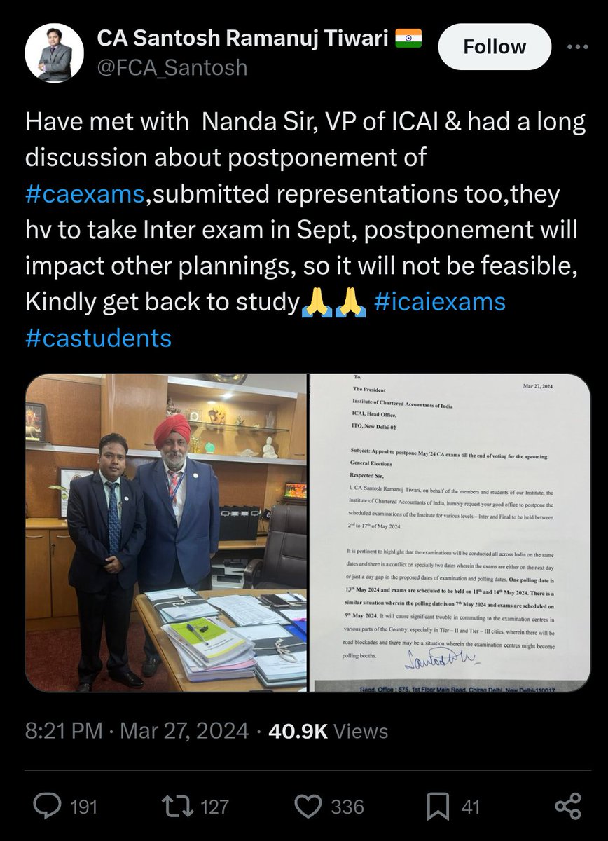 lalitmali03's tweet photo. FAKE ALERT ❌
Dear CA Students, please ignore these, plz plz focus on ur studies.
These are already qualified and spreading just for reach here.

Wasting even 1 day at this stage could impact ur result negatively.
Req. @theicai to look nd clarify again
@ruwatiaofficial #caexam https://t.co/xPTLNl4GiP