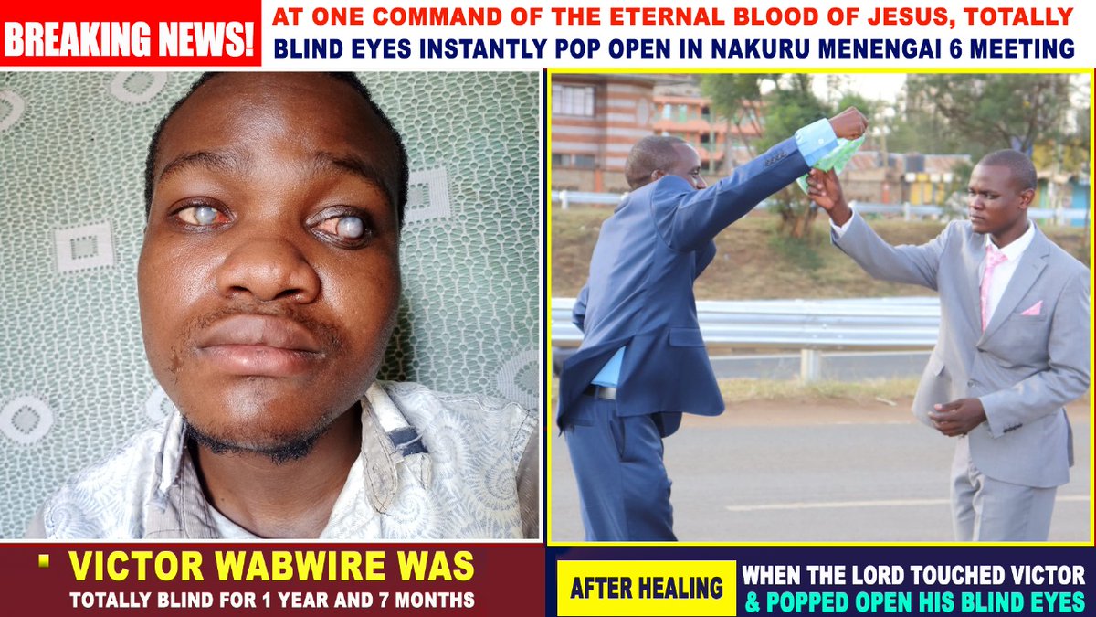 Pekyuliar's tweet photo. Victor Wabwire was totally blind,without hope. When the Repentance &amp;Holiness Ministry team went looking for the sick to  ferry to Menengai 6, Victor agreed to go just for the sake of it. But when the MIGHTIEST PROPHETS stepped at the ground of assembly, Victor's eyes popped open! https://t.co/4ak3QvjtUt