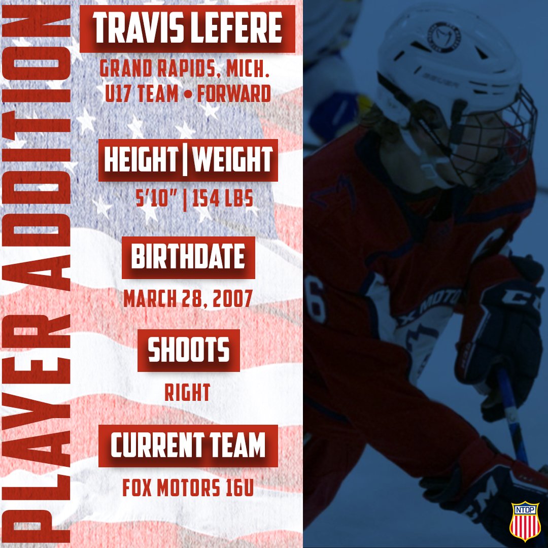 USAHockeyNTDP's tweet photo. The U.S. National Under-17 Team has added forward Travis Lefere of @FoxMotorsHockey in advance of this weekend’s games.

Congrats and welcome, Travis! 👏 🇺🇸 https://t.co/Ex52NVxQ34
