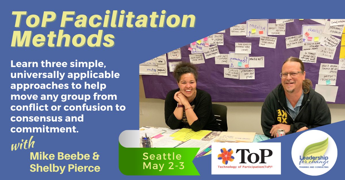 I hope you'll join me and Shelby Pierce May 2-3 in Seattle for #ToPMethods training! Whether you're new to facilitation or have been working to help move groups to decisions for years - this is the course for you. Register here: bit.ly/46WHbTK