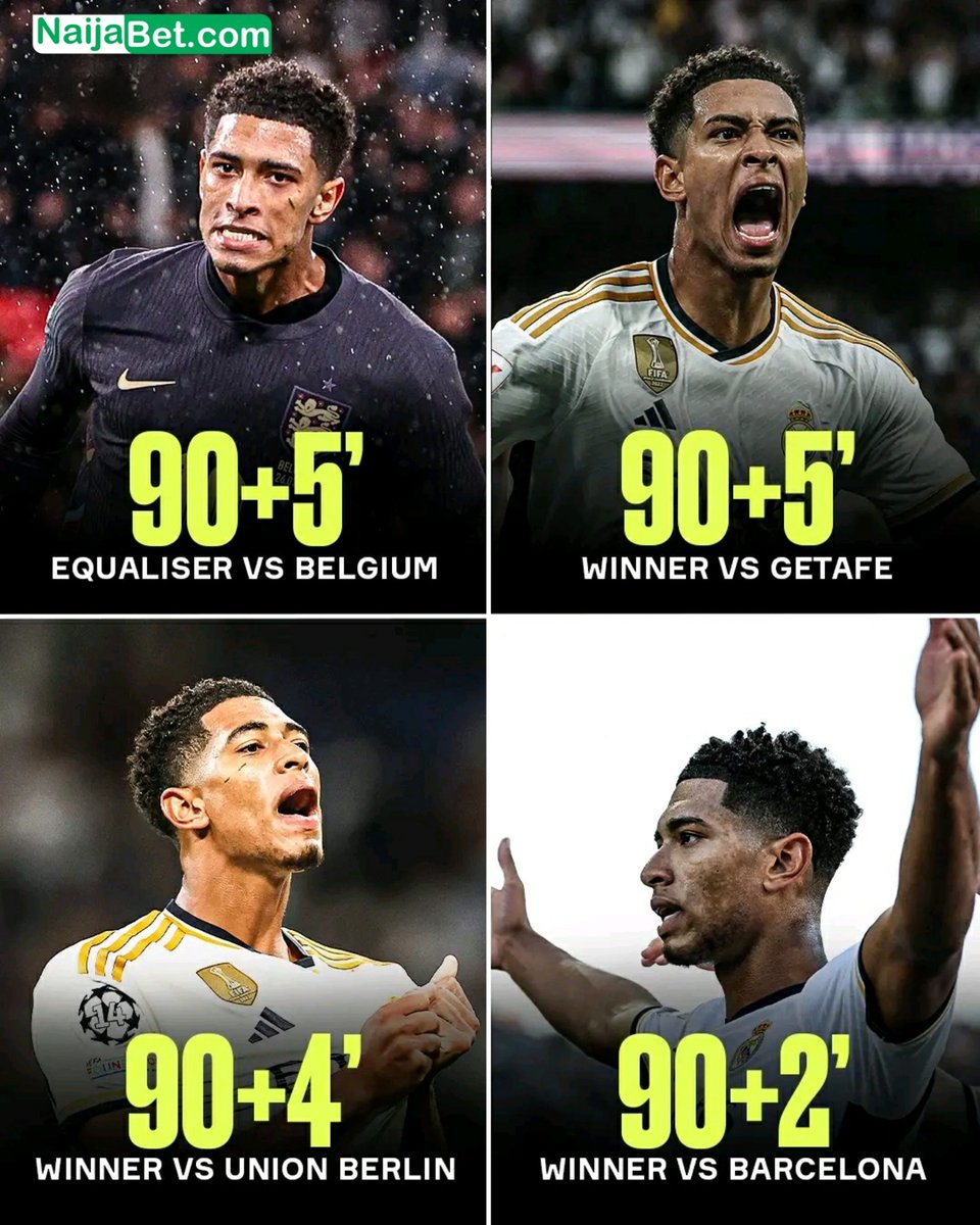 NaijaBet's tweet photo. Jude Bellingham has got the clutch gene 🧬😤
Spyro and Phyno Onana Femi Adebayo Lukaku Timini #Venomnetwork #Bridgescollapse #Dollar Brotherhood #verydarkman Mykhailo Mudryk Neymar Drogba City Hunter Chioma Bradley Sheraton hotel Emefiele #RHOLagos https://t.co/ncYWFnedGb