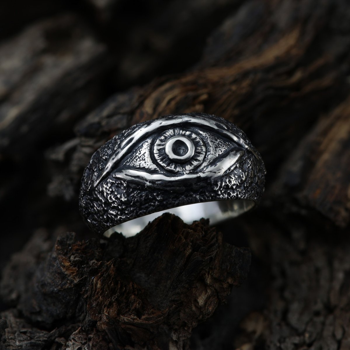 Artpocket's tweet photo. Evil Eye or All-Seeing Eye ring cast from sterling silver. The eye represents protection, spiritual insight, intellect, and enlightenment. Available at https://t.co/BTJ6ek0mcO https://t.co/Jbd7ZM4Acy