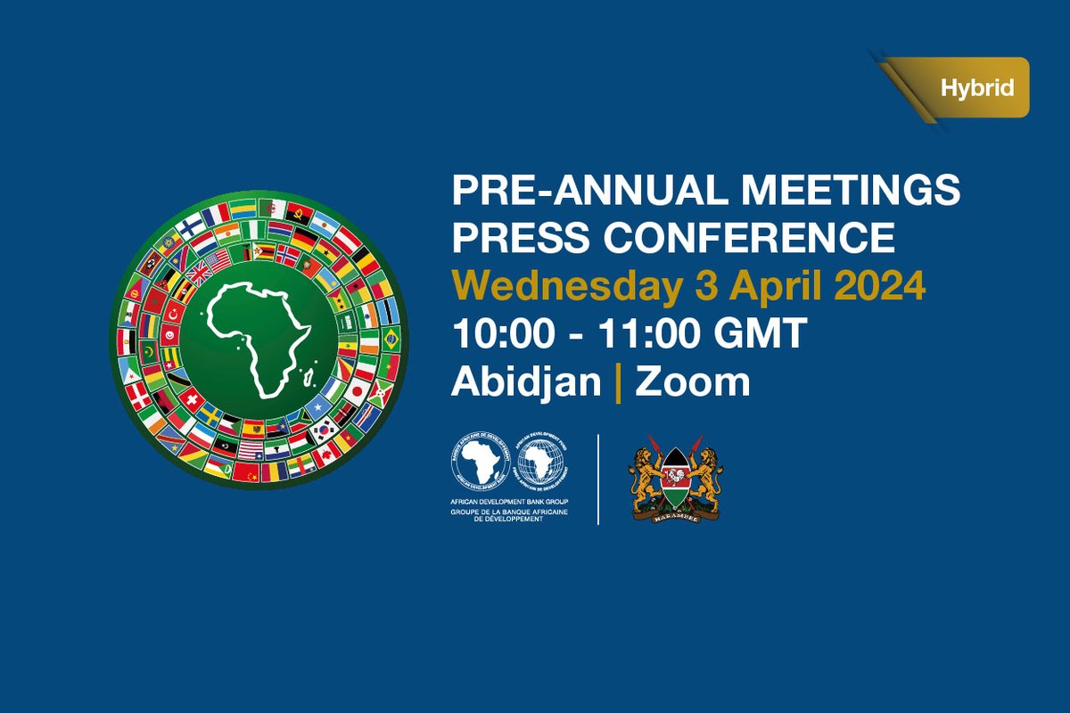 #AfDBAM2024: @AfDB_Group SG @VincentNmehiel1 and Chief Economist/VP @ProfUrama to host a press conference on the 2024 Annual Meetings at the @AfDB_Group’s HQ in #Abidjan and via videoconference. Media are invited to register: bit.ly/3Jfk3qt