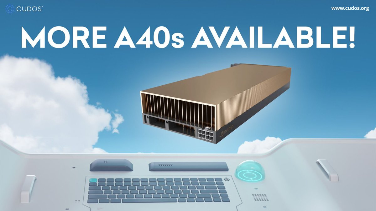CUDOS_'s tweet photo. We've expanded our arsenal with more #NVIDIA A40 GPUs available on #CUDOS Intercloud to offer the most powerful GPU for visual computing. 🌐
Deploy instances with top-tier power and performance for your projects! 🦾
Get started: https://t.co/zUWtrx7Ef0 https://t.co/Hl0yvwp2cT