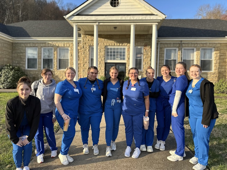 Our Health Science MNA seniors are putting their skills to work today in Day #2 of Clinicals!  We are SO PROUD of our students & Nurse Stiltner!  You are all LOVED @ the GCATC! HUGE THANKS to South Shore Nursing Home!  @GreenupCounty @CTEWorks #BelieveInGC