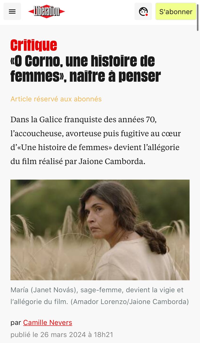 Hoy se estrena #OCorno en cines de Francia, y la prensa la está recibiendo con muchas ganas. Toda la suerte a su distribuidora, @EpicentreFilms. 🇫🇷 🌾