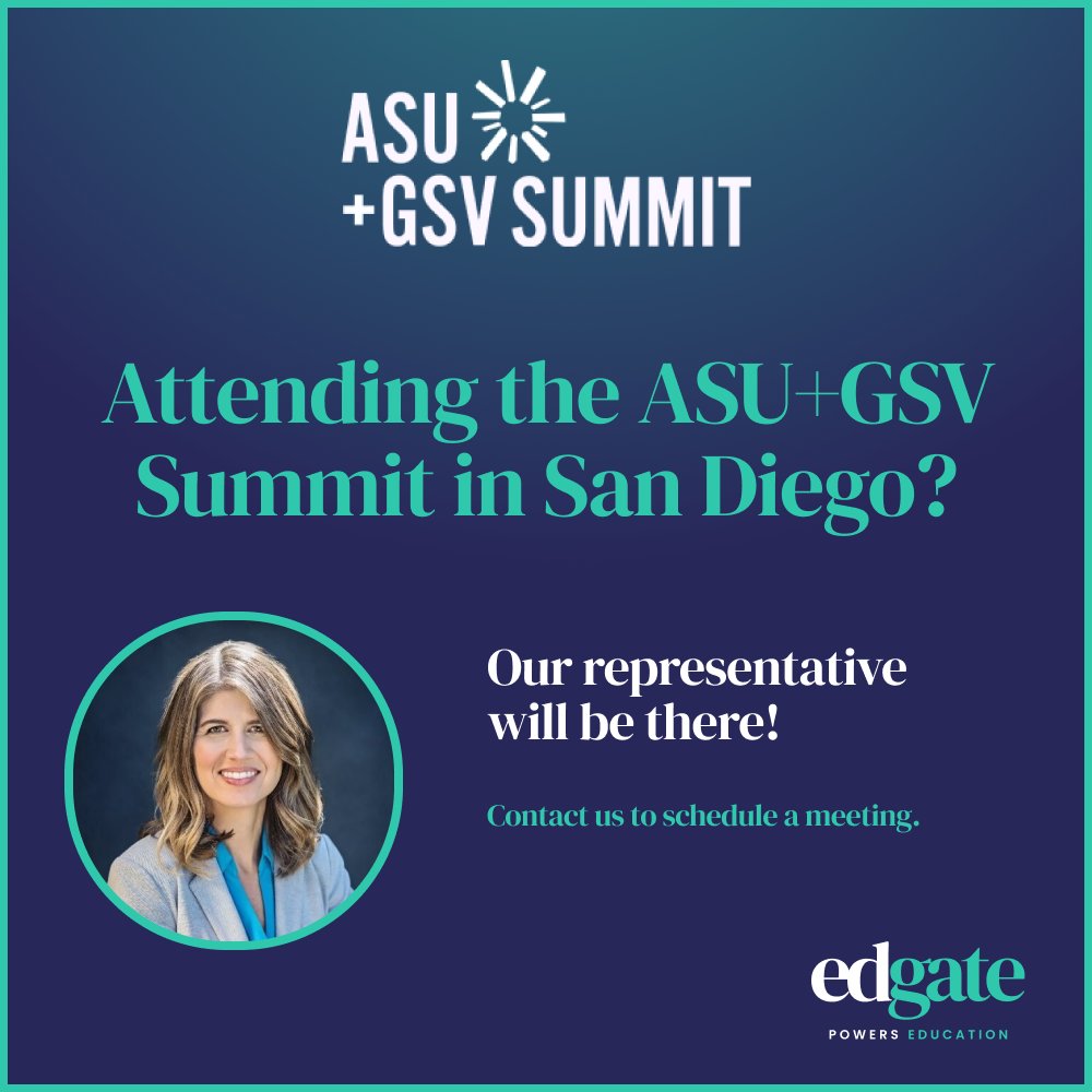 Attending the ASU+GSV Summit, April 14-17? Schedule a time to meet with one of our team members and learn how EdGate can map your educational content to standards across the world using our patented taxonomy.  zurl.co/obXN