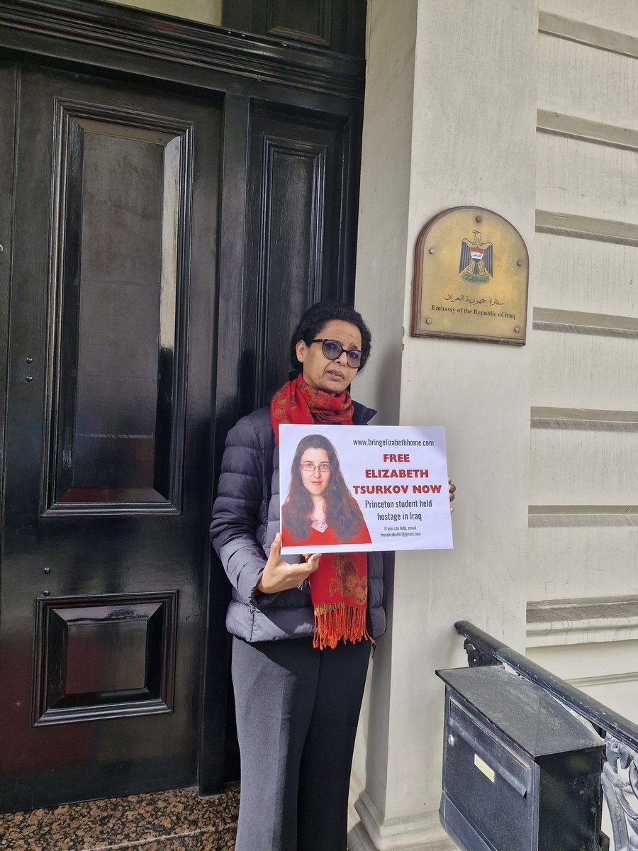 BREAKING: Activists based in the United Kingdom have today delivered a letter to @IraqinLondon Ambassador Muhammad Jaafar Al-Sadr on the continuing ordeal of Elizabeth Tsurkov (@Elizrael) who is still being held hostage in Iraq by Kata'ib Hezbollah. This is part of continuing