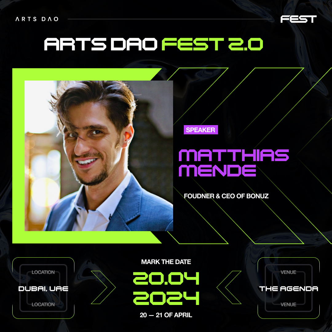 Announcing @MendeMatthias as a Speaker at Arts DAO FEST Dubai, April 20-21 You can't make this up...