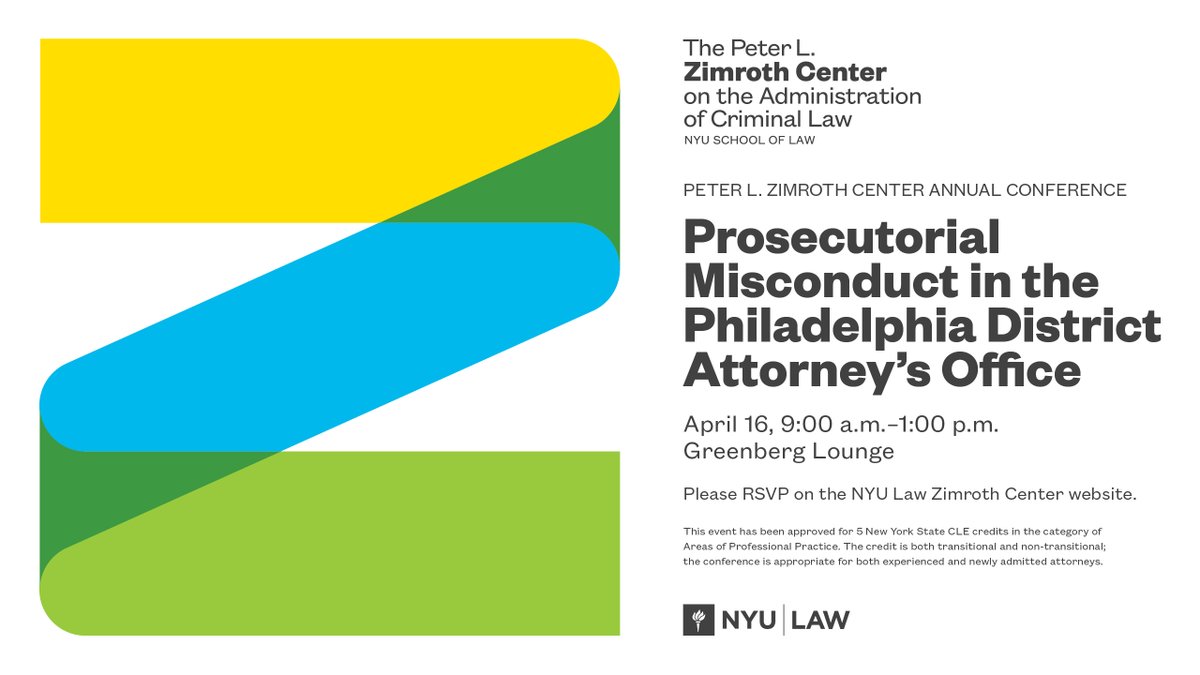 Our annual conference is April 16! We will discuss pros misconduct in the @philadao. Hear from @larrykrasner, @matthewstiegler, exoneree Chester Hollman, @JustinNYLS, and Diana Teran from the LA County DAO and get 3 NY Ethics CLE. Register here: bit.ly/43QvVIZ