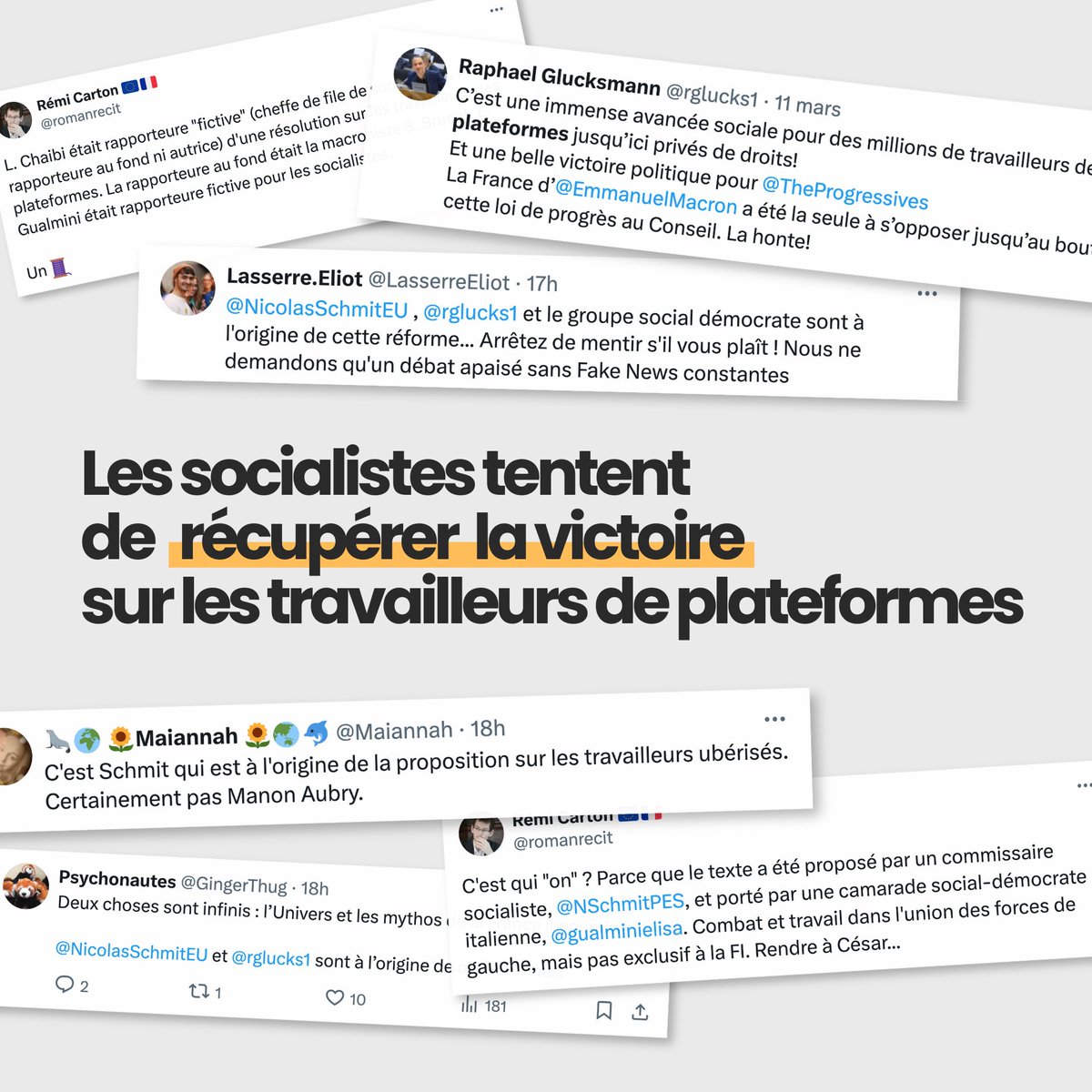 Je m’étais promis de ne pas m’en prendre aux autres listes de gauche. Mais face aux tentatives des socialistes🇫🇷de récupérer la victoire travailleurs de plateformes si près des élections, remettons les pendules à l’heure : Où étaient-ils ces 5 dernières années ? À dérouler🧶