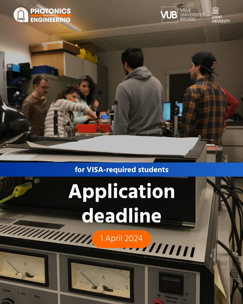 🚨 Calling all visa-required students!⚡️ Don't miss your chance to join our @masterphotonics programme at @VUBrussel & @ugent. ⏰ Application deadline: 1 April (VISA) / 1 July (non-VISA) ➡️ studyphotonics.com ⬅️ 🧑‍🔬 Apply now and take the first step towards a bright future!