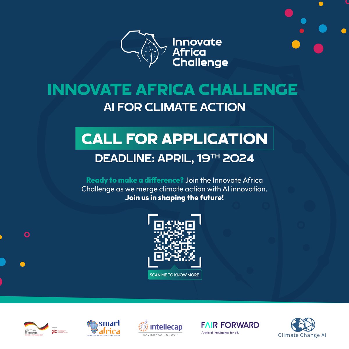 📢The Innovate Africa Challenge is officially underway, and this year, we're focusing on Advancing AI for Climate Action! Join us as we strive to make AI more accessible and foster local innovation for sustainable development across Africa. Apply today! bit.ly/3TUNLWH