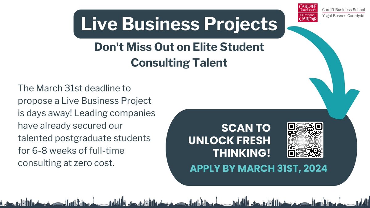 Can you offer a live business project to our students? You’ll benefit by accessing top postgraduate talent and tapping into the freshest perspectives. Don't miss the deadline of March 31st, and sign up now👉bit.ly/3IUyXSB