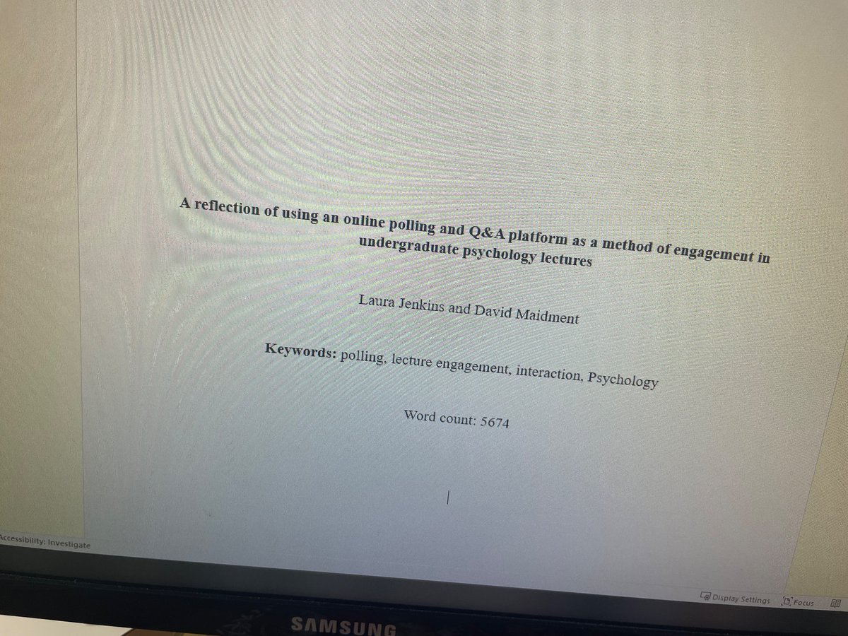 LauraJks2015's tweet photo. My first pedagogical paper has been accepted in Psychology Teaching Review! In the paper, we reflect upon the use of @VevoxApp in our teaching 😊 #Teaching #Engagement #Learning #Polling https://t.co/Hbj6Z4h0zv