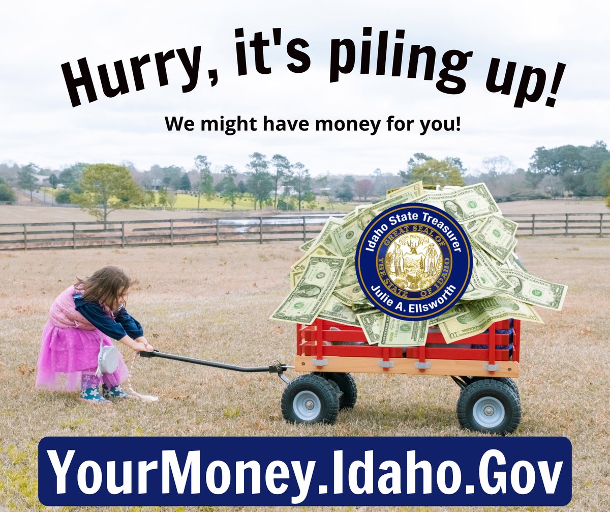 Do you have extra money with us?
🎒💸
Check now to see if you have any unclaimed property!
YourMoney.Idaho.gov
#unclaimedproperty
#idaho
#idahostatetreasurer