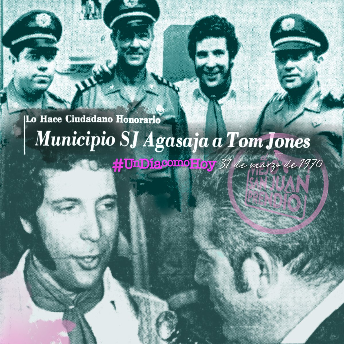 El Municipio de San Juan le dio las llaves de la ciudad a <a href="/RealSirTomJones/">Tom Jones</a> #UnDíaComoHoy 31 de marzo de 1970...

"Los ingleses hicieron muchos atentados para capturar la ciudad, pero nunca pudieron; ahora yo le entrego la llave que le abre todas las puertas de la Capital..."