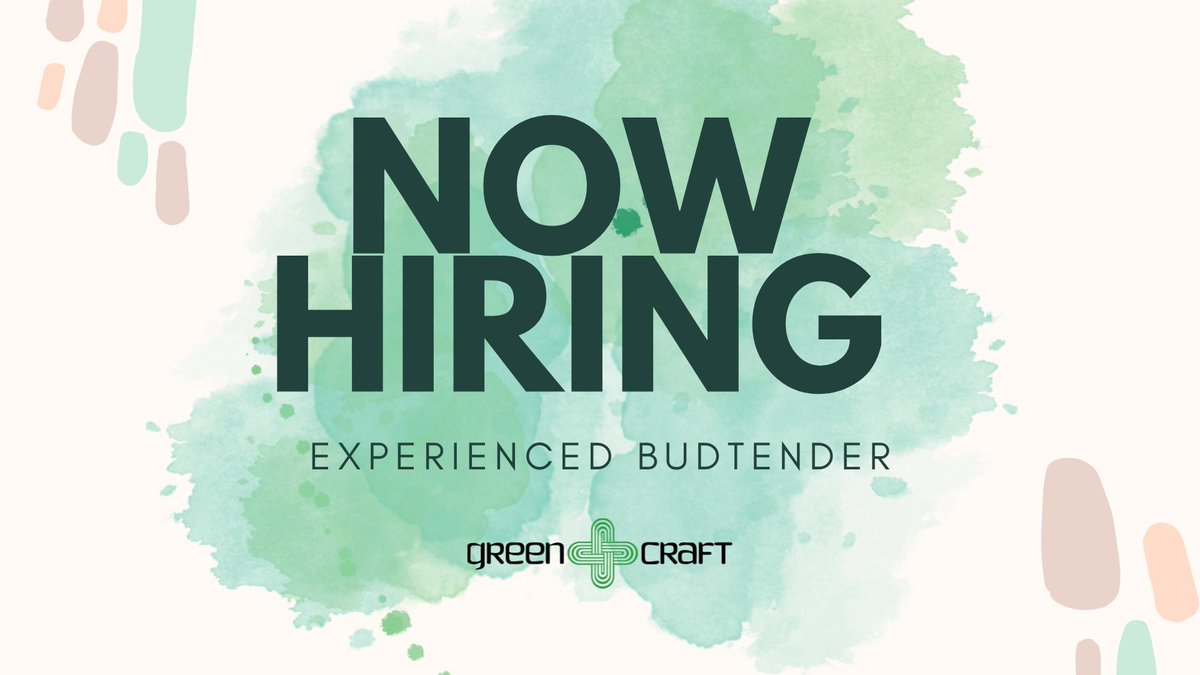 GreencraftTulsa's tweet photo. Looking for an opportunity to work in the 420 community? 💚 we are hiring! https://t.co/sWxLpHCeyC