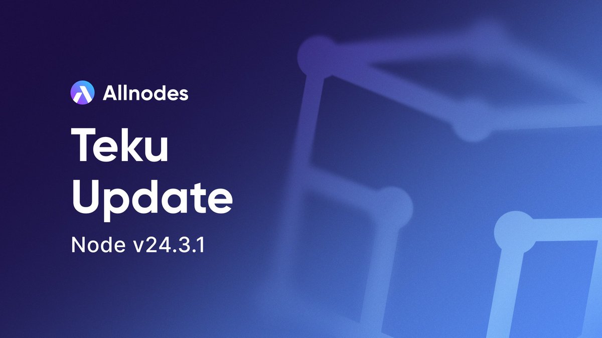 #Allnodes has successfully updated @Ethereum Validator Nodes to #Teku version 24.3.1. No action is required by our users. This upgrade contains improvements to CPU and bandwidth issues observed since Deneb upgrade. ⚙️ℹ️ Release & highlights: github.com/ConsenSys/teku…