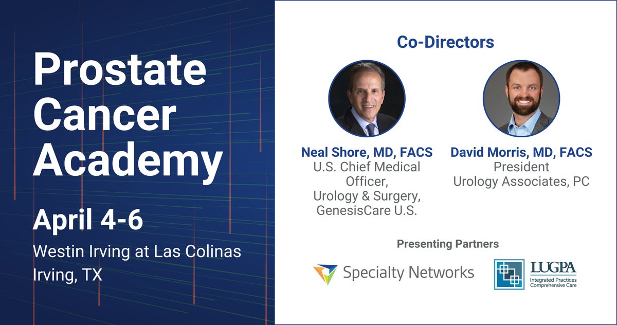 The #ProstateCancer Academy is officially sold out! ​Attendees will engage with 100+ urology &amp; uro-oncology leaders from 60+ community, academic &amp; acute care institutions in sessions on #ProstateCancer breakthroughs, approvals, care optimization &amp; more. web.cvent.com/event/e1069b16…
