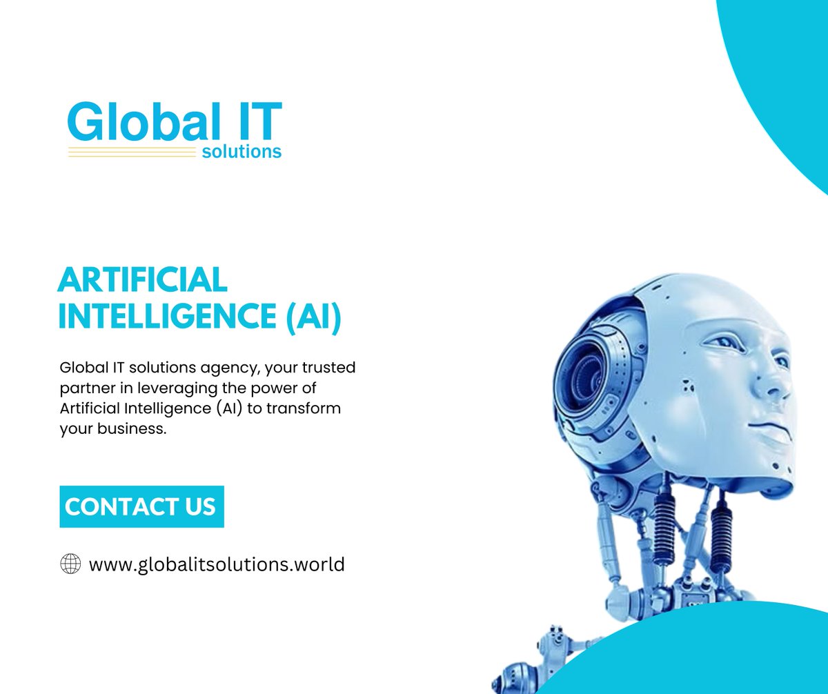 The future is intelligent, and it's here now.

At Global It Solution, we're revolutionizing businesses with our cutting-edge AI services. 
#AI #ArtificialIntelligence #FutureofTech #BusinessSolutions #GlobalIT #Globalitsolution