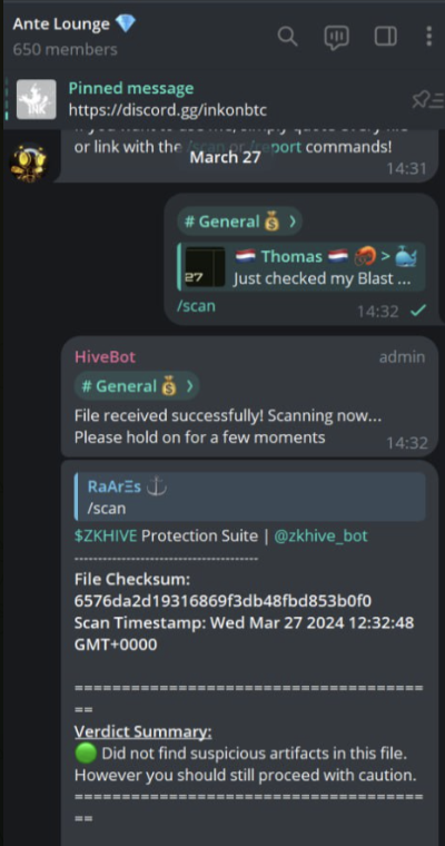 zkHive's tweet image. #HiveBot Anti-Virus is being adopted fast by top tier groups! 💯

Smart money is using HiveBot to scan Pitch decks, White Papers, links and PDFs.

As we speak, $ZKHIVE&apos;s bot is being added to many high quality, closed groups - creating a big exposure to our native token and…