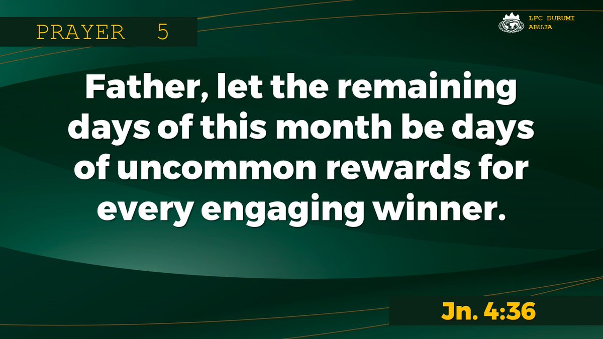 winnersdurumi's tweet photo. Prayer 5 - John 4:36

#WinnersDurumi
#LivingFaithChurchAbuja
#MidweekCommunion https://t.co/83GOYbt3SS