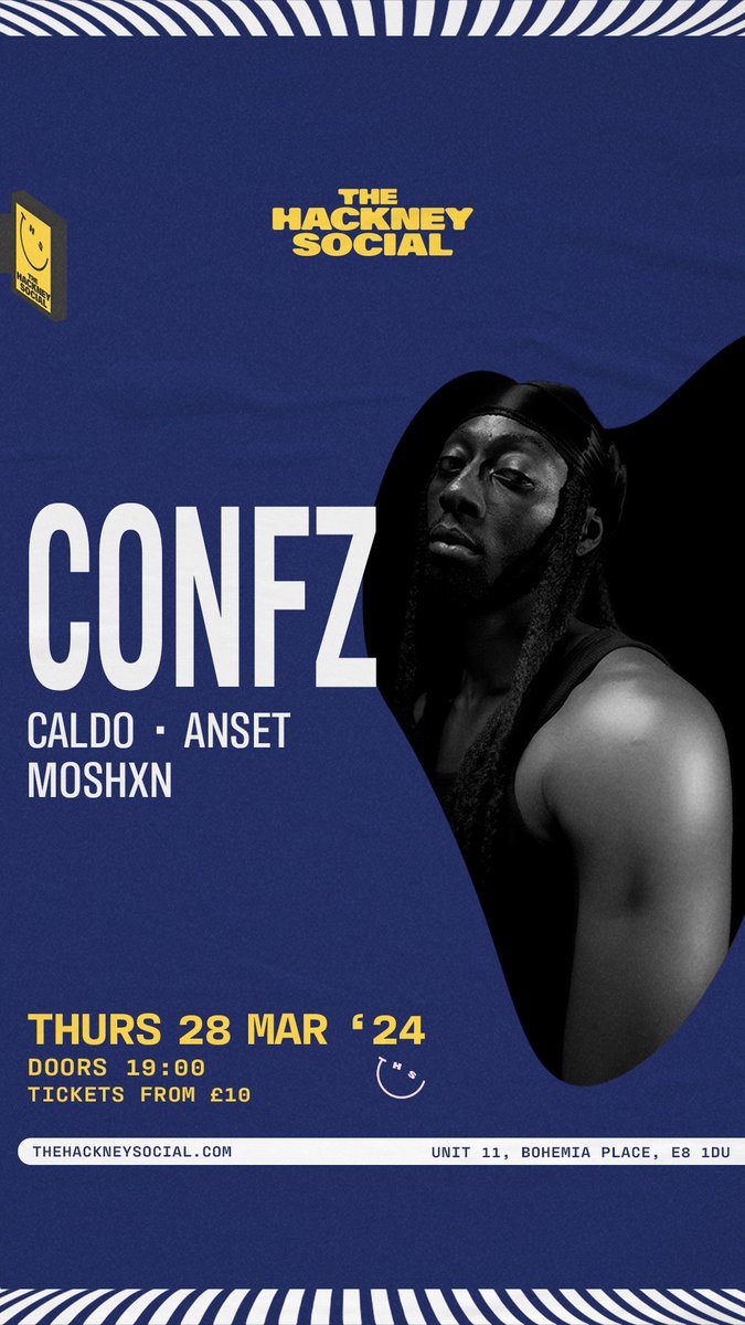 ItsJustConfz's tweet photo. Tomorrow is the day at hackney social if you haven’t got your ticket yet 👇🏿 https://t.co/mVcDRa8AQk https://t.co/S9FAFrFaaP