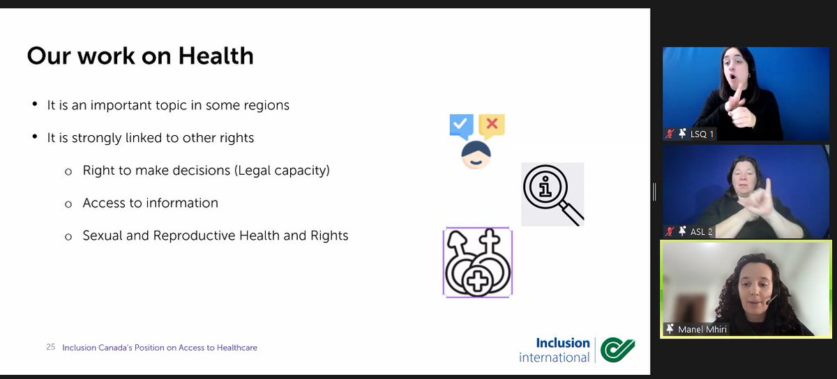 1/ Now up is @mhiri_manel from @InclusionIntl speaking of their work across the globe looking at the weaknesses of healthcare systems and the impact on people with intellectual disabilities.