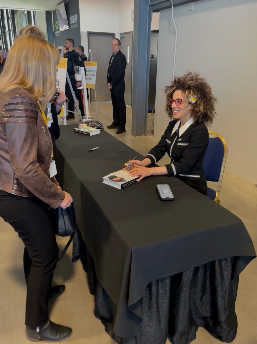UofRInspire's tweet photo. Ready, set, sign! 📖

Book signing with Masih Alinejad is underway at #ILFyqr! Alinejad's bestselling memoir, 'The Wind in My Hair,' tells her remarkable story of exile and defiance. https://t.co/mfTBKEiHZ8