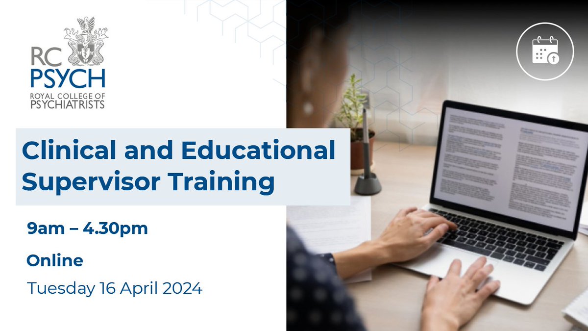 Only 1 week to go until the online Clinical and Educational Supervisor Training takes place on 16 April!  We'll be hearing from Dr Abu Abraham, Dr Anna Conway-Morris, Dr Debasis Das and more!

Find out more and book before 16 April: bit.ly/49ErGBN #CESupervisorTraining