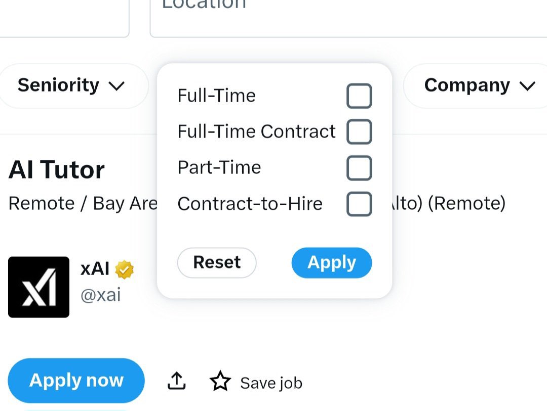 cb_doge's tweet image. 𝕏 is adding new filters to the job search! 

via @nima_owji