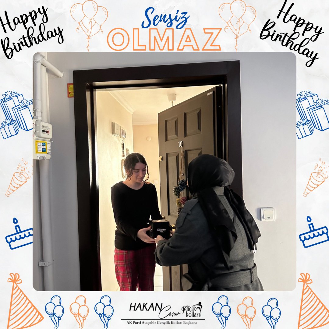 AtasehirAkGenc's tweet photo. Sensiz Olmaz 🫵🏼😊

#akgençataşehir olarak Ataşehirli genç kardeşlerimizin doğum günlerini kutlayıp Belediye Başkan Adayımız @naimyagci_ ‘nın selamlarını ilettik.🎈

Gençler #Yenidenİstanbul ve #birlikteataşehir için hazırız.😎 https://t.co/S3om254xdM