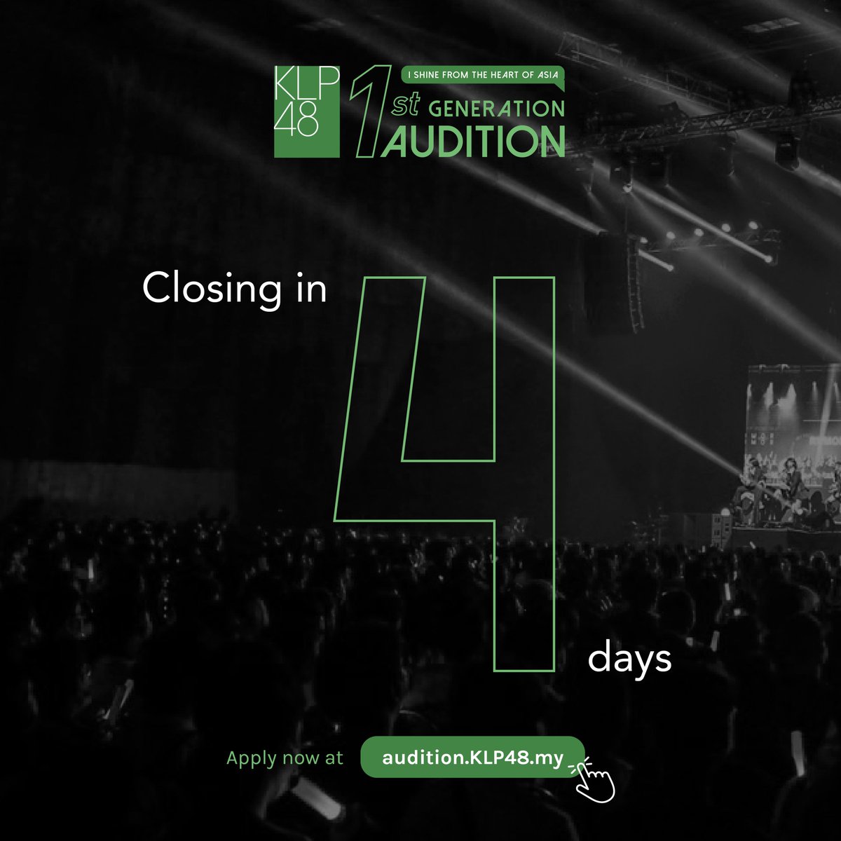 KLP48official's tweet photo. Do you dream to be a part of KLP48? Apply now 💚
Adakah anda bermimpi untuk menjadi idol? Adakah anda bermimpi untuk menjadi member KLP48? Mohon sekarang 💚
你想成为KLP48的成员吗? 赶快报名吧💚
#KLP48 #KLP48Audition #IShineFromTheHeartofAsia #DreamToShine https://t.co/wF6WAWDXO7