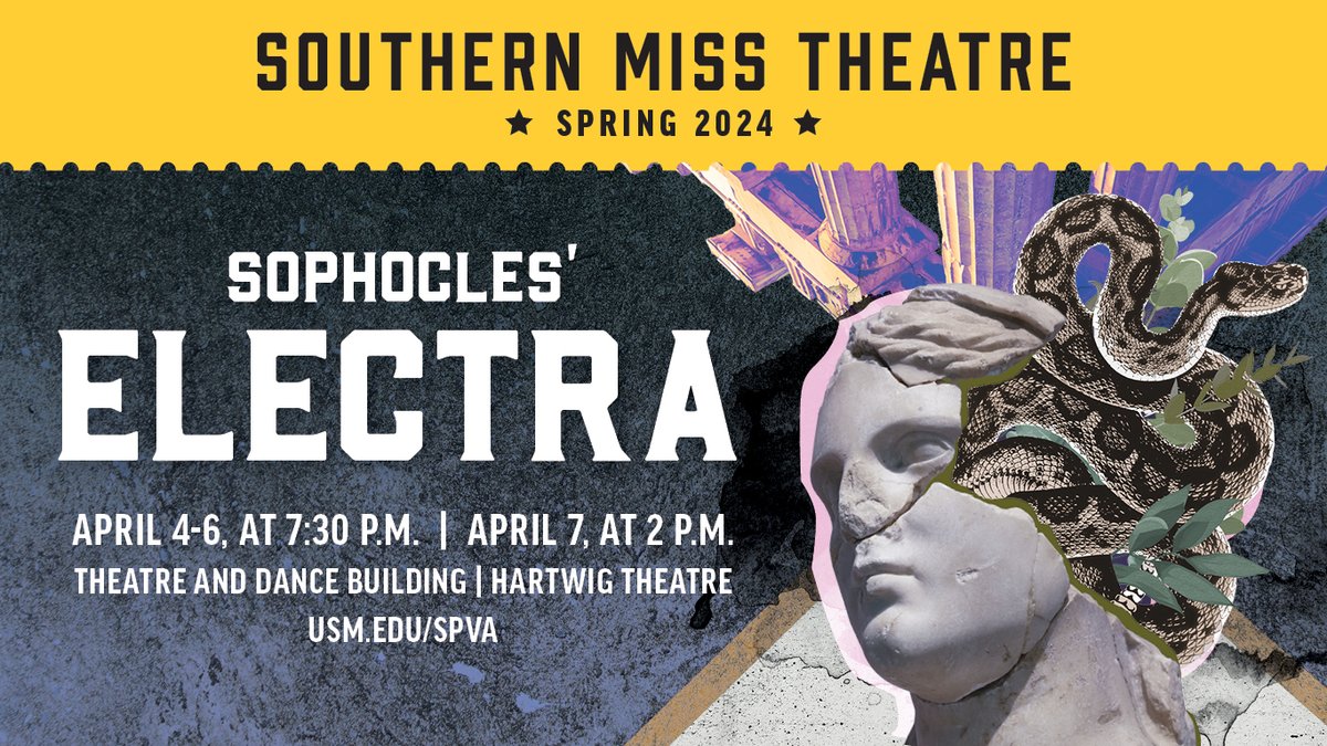 USM Theatre presents one of the earliest plays in existence, 'Electra' by Sophocles on April 4-6. Get your tickets🎫: bit.ly/3yQvbSE