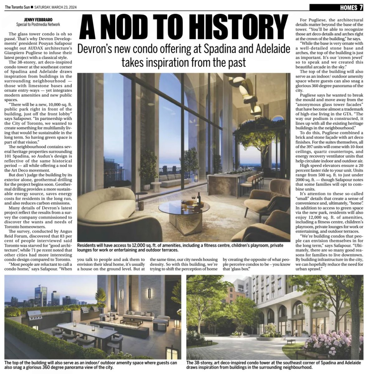 Discover Toronto's newest architectural gem! We're thrilled to share that the Toronto sun has featured our stunning 101 Spadina condo building. 
Simply click the link below.

torontosun.com/life/homes/a-n… 

#101Spadina #TorontoSun #Toronto #ArchitectureToronto⁠