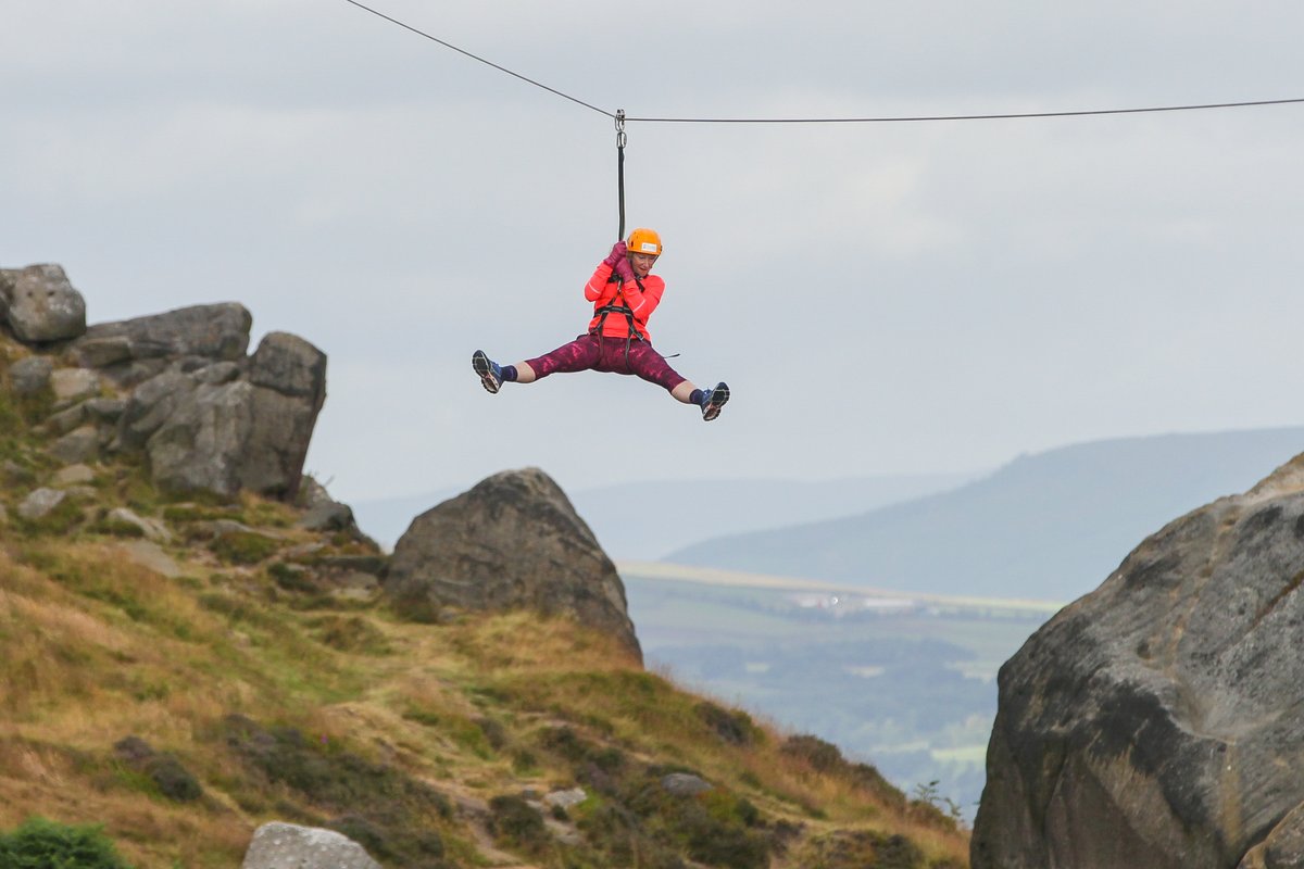 Our Zip the Cow zipline adventure returns on Saturday, 20th and Sunday, 21st July! Are you brave enough to whizz 270m at 35mph from the top of the iconic Cow and Calf Rocks? This year’s Zip the Cow is sponsored by @Cragandco Accountants of Skipton. Book at sueryder.org/get-involved/f…
