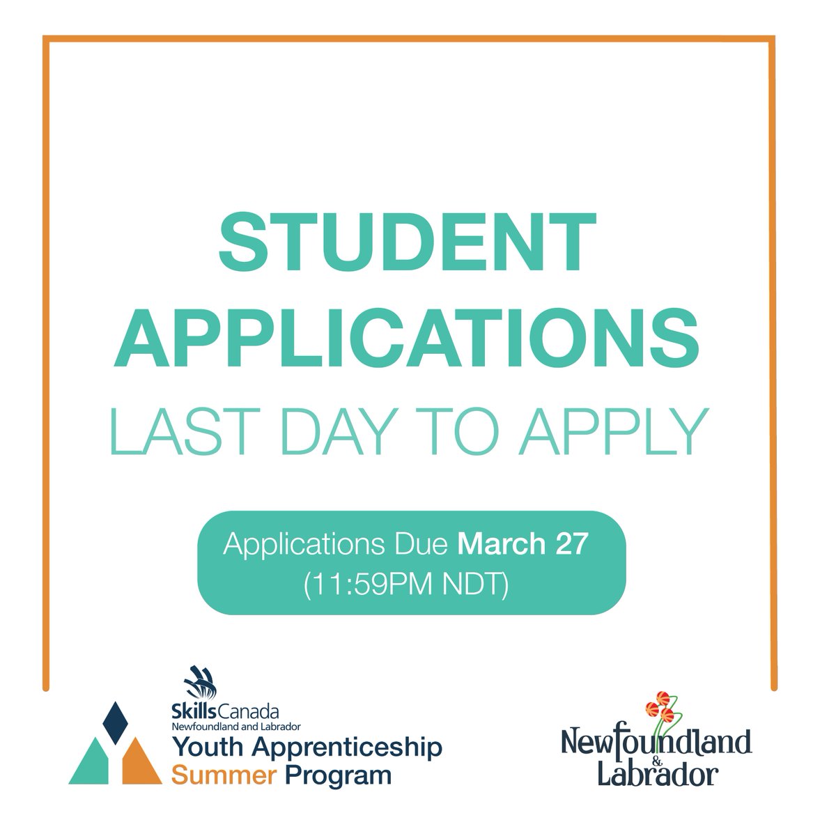 Today is the final day to apply for our Youth Apprenticeship Summer Employment Program! Don't miss out on this opportunity – visit yasp.ca right away to check eligibility and submit your application before the deadline! (11:59 PM NDT)

#YASP2024