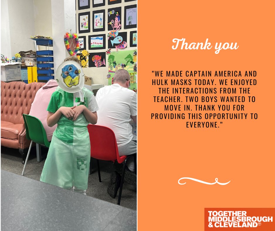 'We made captain America and hulk masks today. We enjoyed the interactions from the teacher. Two boys wanted to move in. Thank you for providing this opportunity to everyone.”
#midlesbrough #endchildfoodpoverty