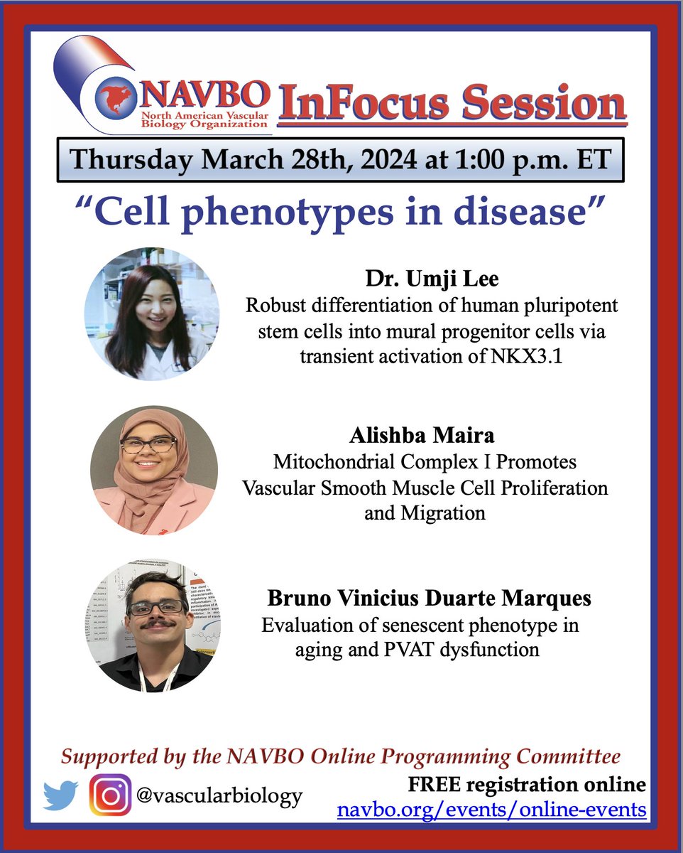 vascularbiology's tweet photo. Happening Tomorrow at 1 p.m. ET! #InFocusSession 

Don't miss out 😃💪

These sessions are NOT recorded, so be sure to attend. 

Register 👉 https://t.co/16DMI6mz1I https://t.co/Lavf8I4Sqd