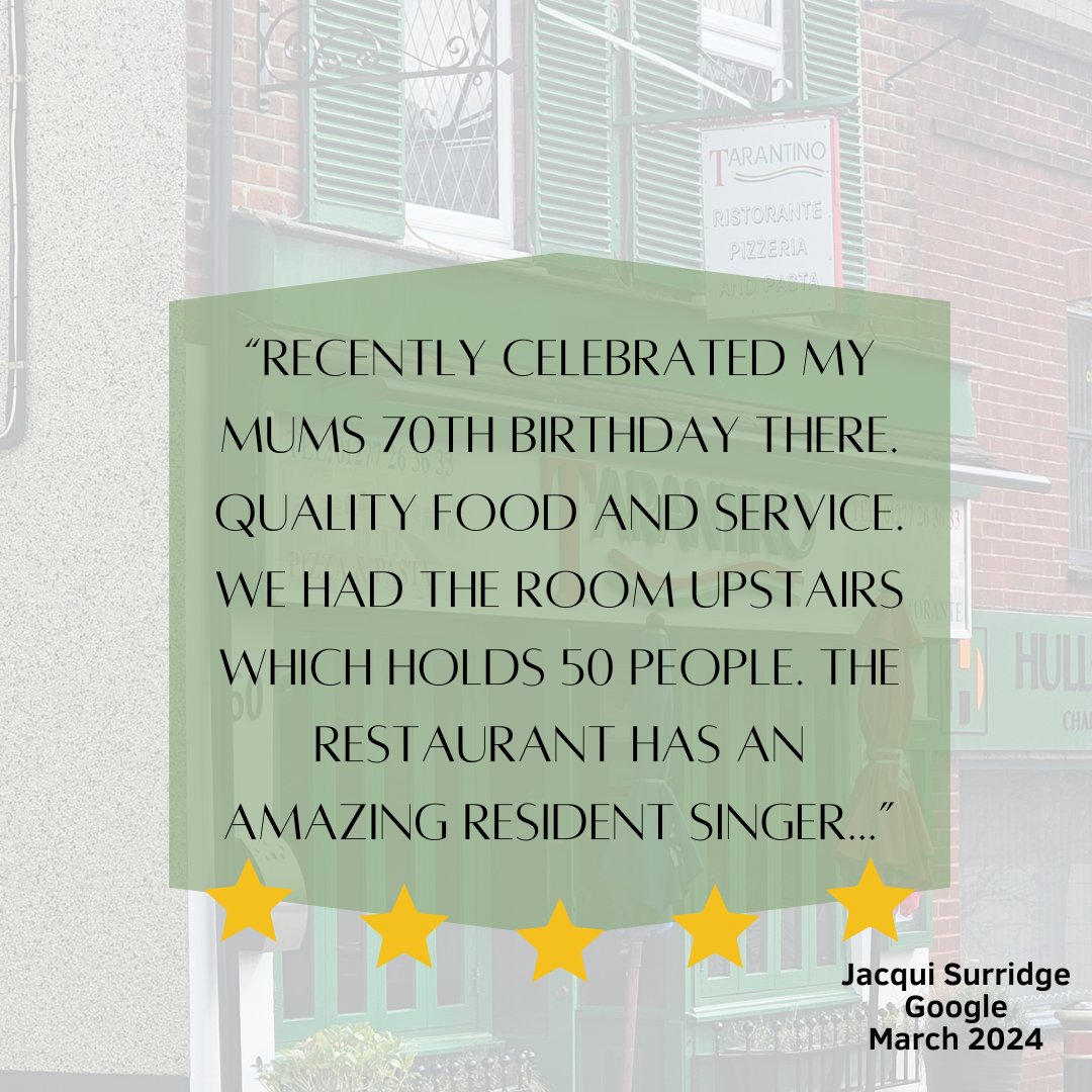 'Overall excellent experience 👌'
Thank you, Jacqui!

#HappyCustomer #PrivateParty #VenueForHire #Party #70ThBirthday #5stars #PartyInBrentwood #VenueInBrentwood