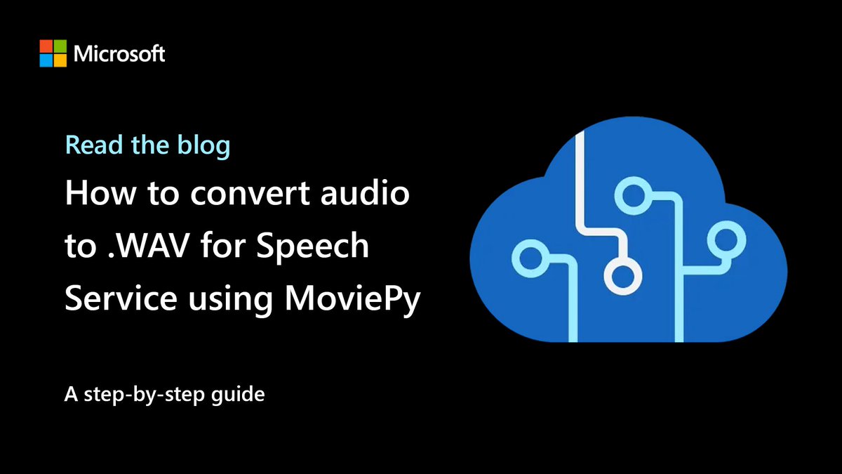 Azure Speech Service requires audio files to adhere to specific standards. Find out how to use MoviePy to easily convert your audio files to make them compatible with Azure Speech Service: msft.it/6013ckq59