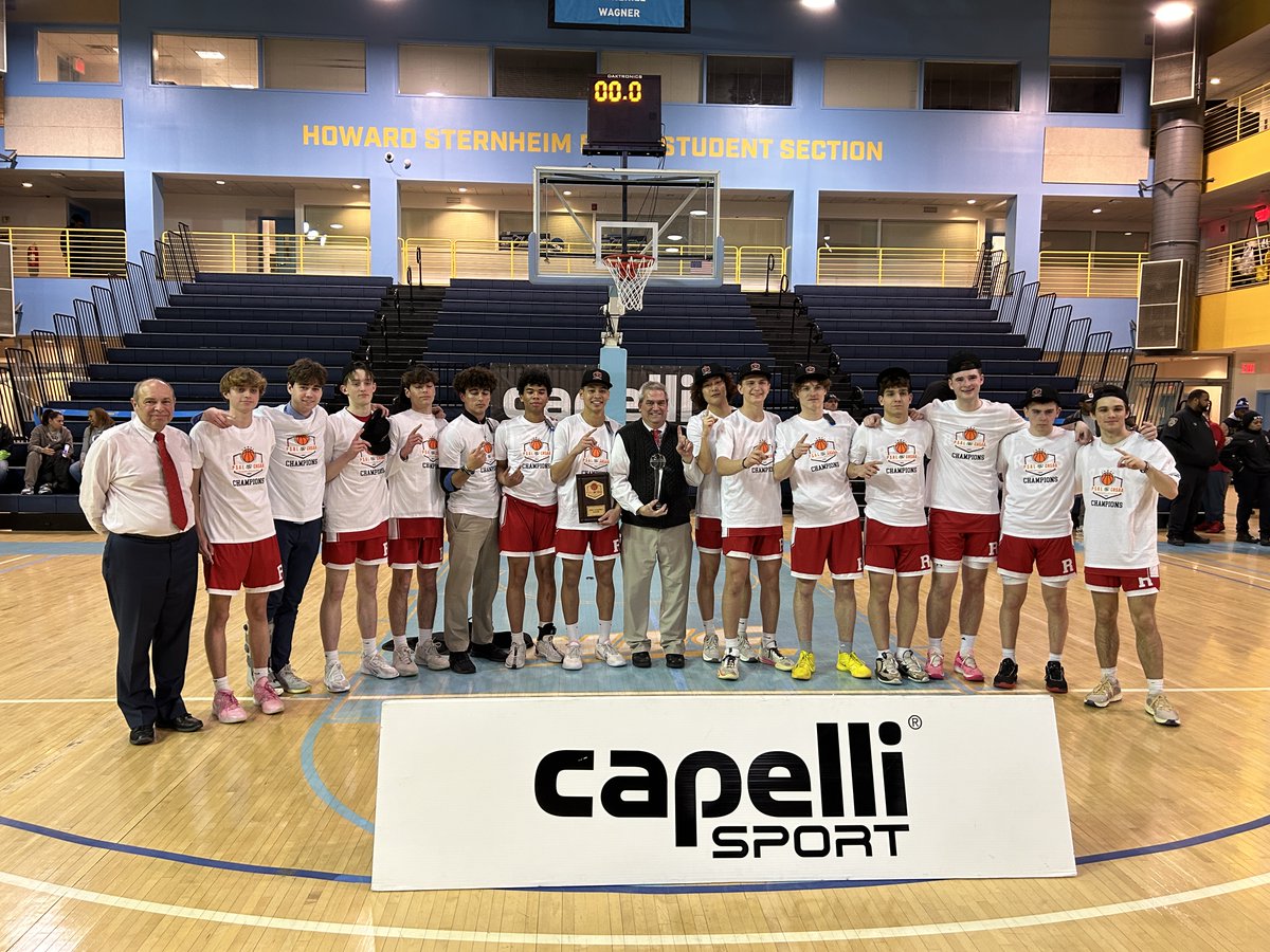 RegisHighSchool's tweet photo. Congratulations to our varsity basketball team for winning the PSAL vs. CHSAA Championship! Our student-athletes’ hard work and outstanding performance this season have given our community — and especially their classmates supporting them in the Nest — much to cheer for. https://t.co/1x4morh9KQ