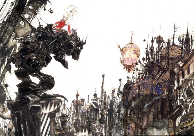 I think my dream Final Fantasy game would be a full 3D remake of VI… but with HIGHLY stylized art direction that evokes the art style of Amano instead of photorealism! Make it feel like a dreamlike, moving painting  