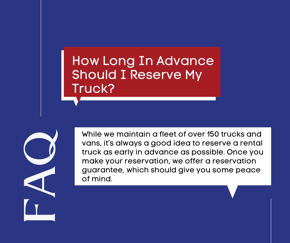 Elite_Rental's tweet image. Even if you are not planning to use your rental truck for a while, it is still advisable to make your reservation in advance! Check out our website today for more commonly asked questions.
#FAQ #MovingAdvice
bit.ly/3DBGv8S